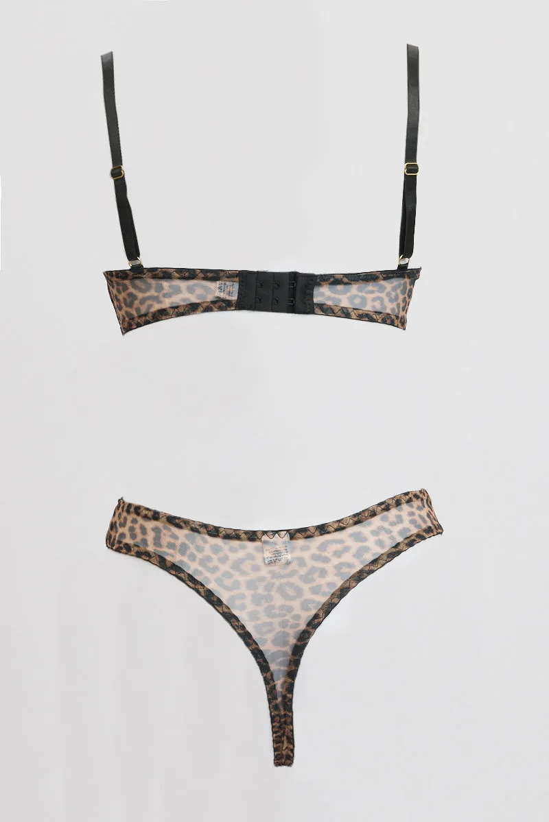 Brown Animal Print Mesh Lingerie Set sold by Ally Fashion product image thumbnail 2