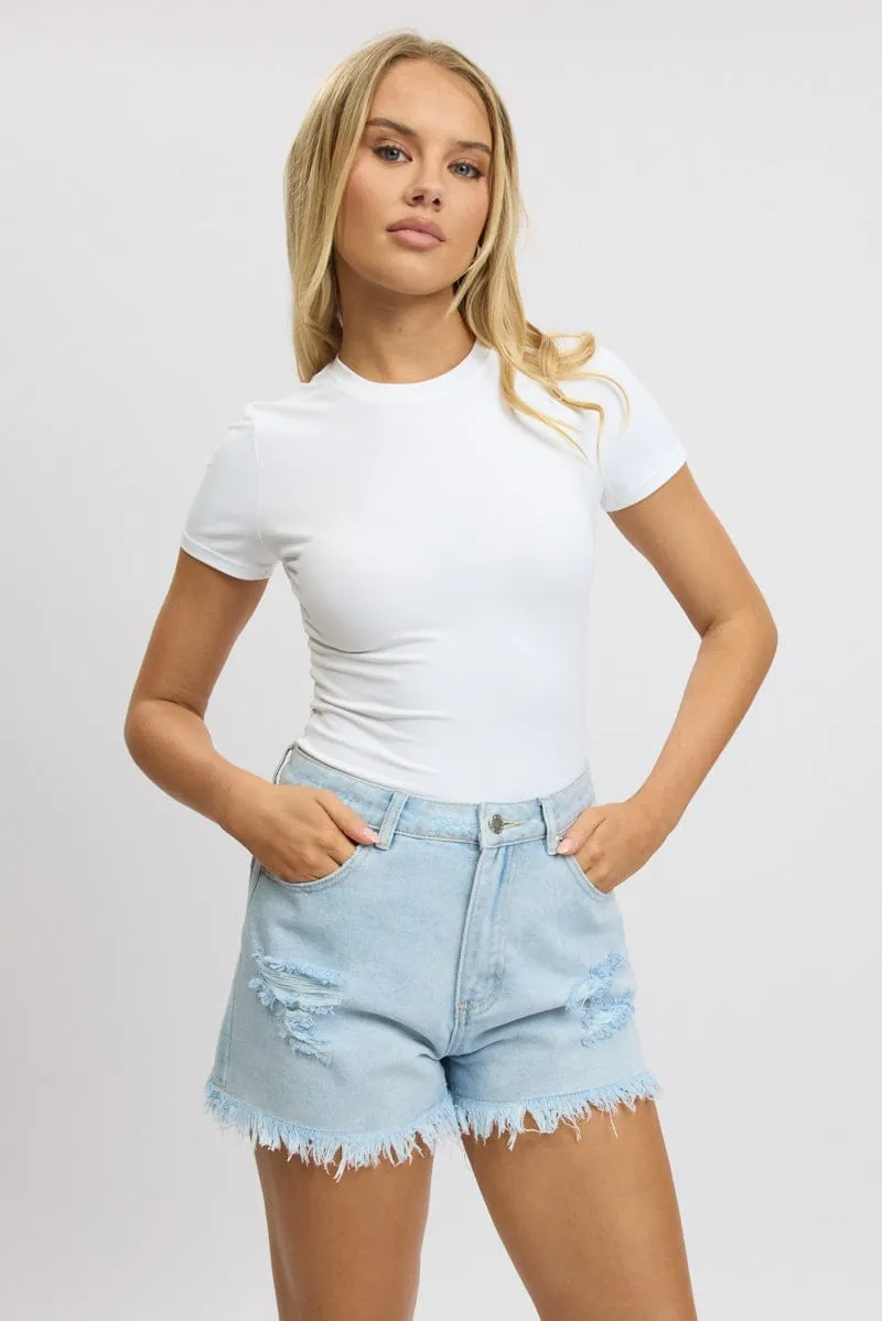 Denim Relaxed Shorts High Rise sold by Ally Fashion