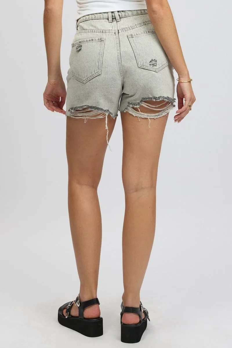 Grey Jorts Shorts High Rise sold by Ally Fashion product image thumbnail 5