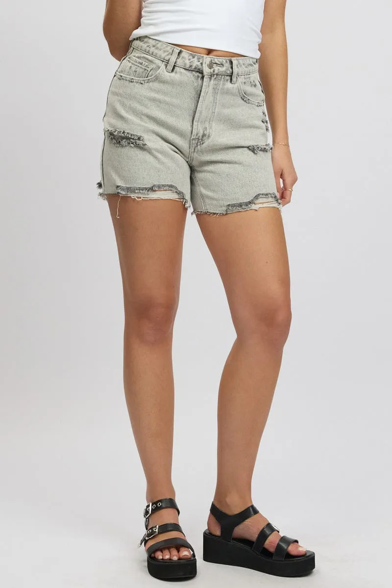 Grey Jorts Shorts High Rise sold by Ally Fashion product image thumbnail 2