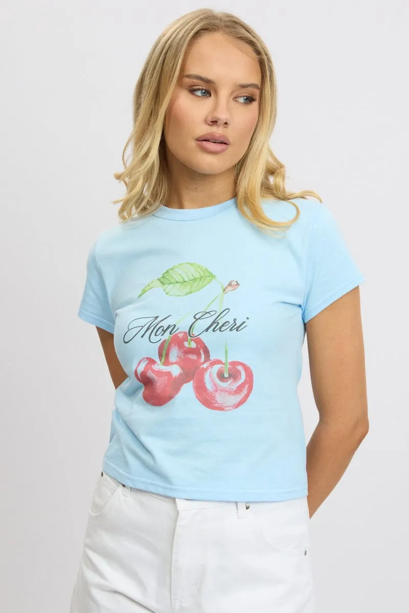 Blue Graphic Tee Short Sleeve sold by Ally Fashion product image thumbnail 3