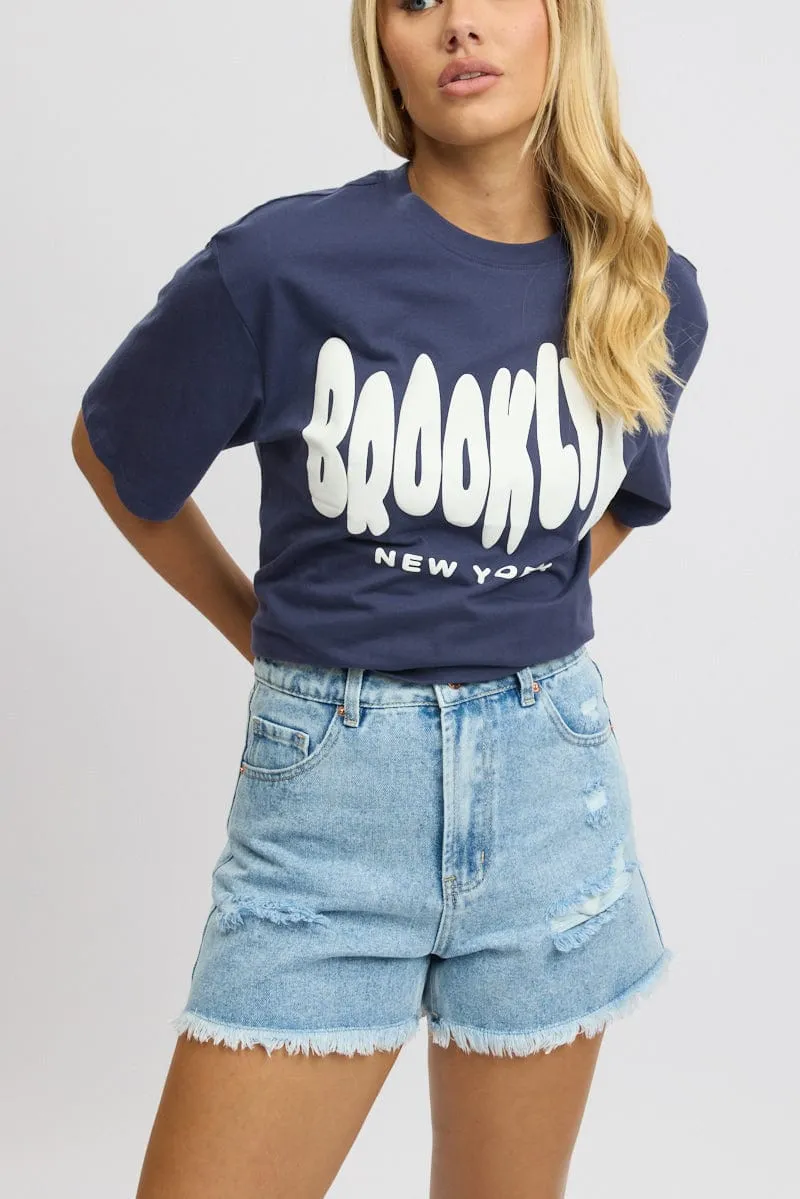 Denim Relaxed Shorts High Rise sold by Ally Fashion