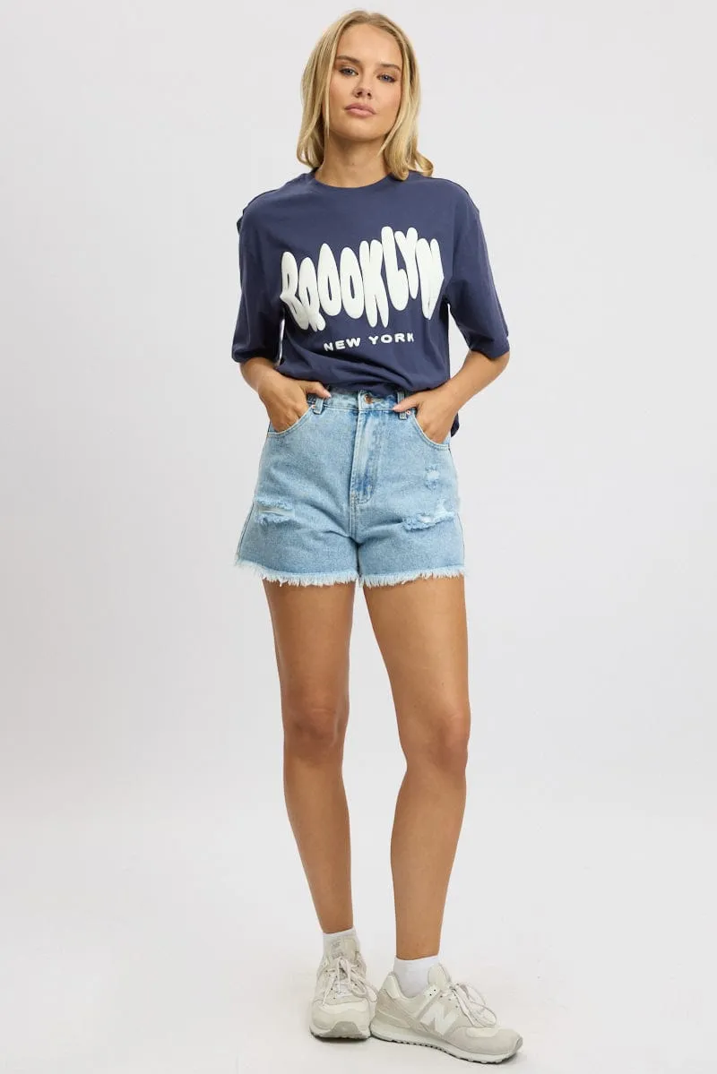 Denim Relaxed Shorts High Rise sold by Ally Fashion product image thumbnail 2