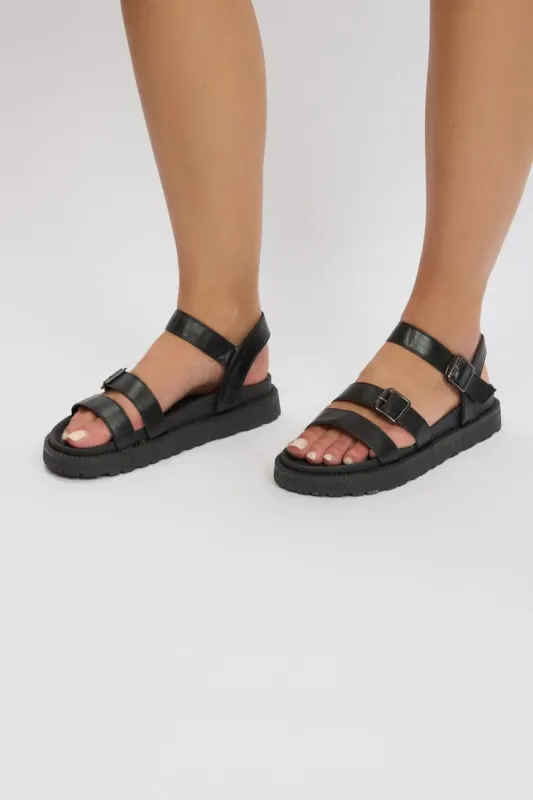 Black Strap Buckle Sandals sold by Ally Fashion