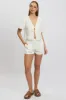 White Tie Front Top Puff Short Sleeve sold by Ally Fashion