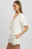 White Tie Front Top Puff Short Sleeve sold by Ally Fashion