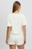 White Tie Front Top Puff Short Sleeve sold by Ally Fashion