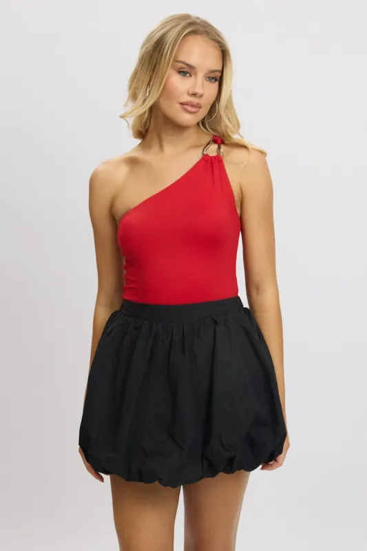 Red Bodysuit One Shoulder Supersoft sold by Ally Fashion