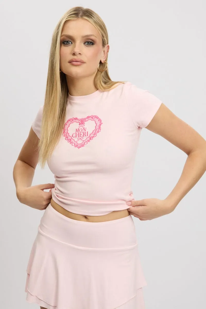 Pink Graphic Tee Short Sleeve sold by Ally Fashion product image thumbnail 3