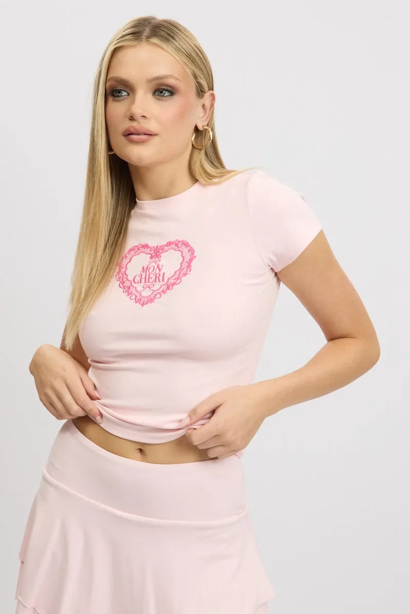 Pink Graphic Tee Short Sleeve sold by Ally Fashion
