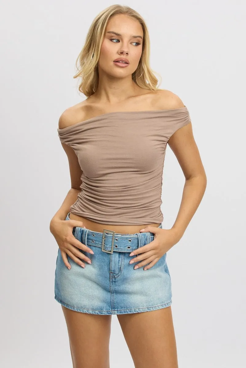 Brown Off Shoulder Top sold by Ally Fashion product image thumbnail 3
