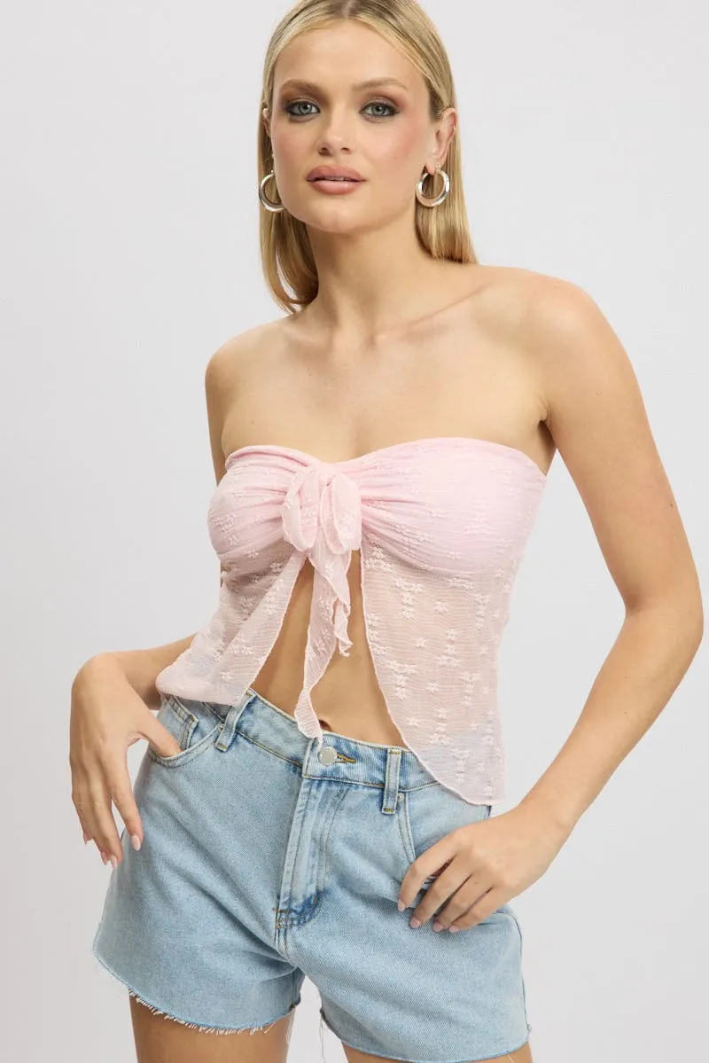 Pink Bandeau Top Lace sold by Ally Fashion