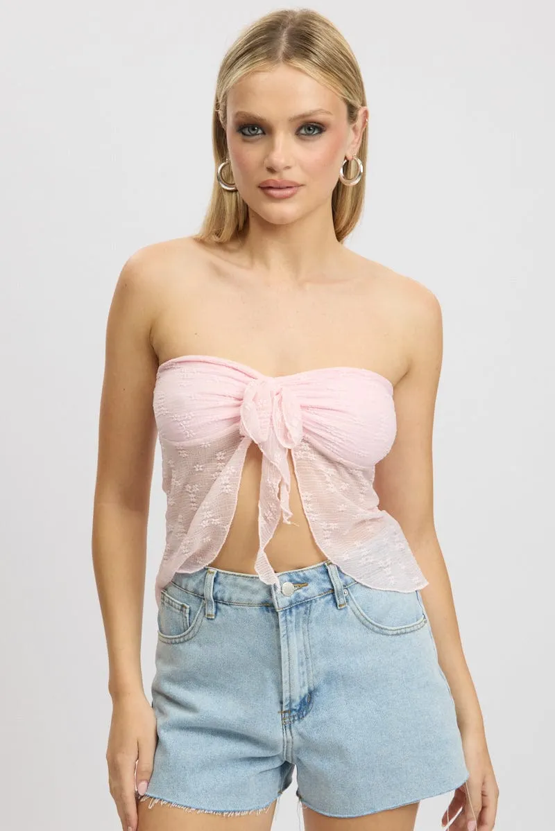 Pink Bandeau Top Lace sold by Ally Fashion product image thumbnail 3