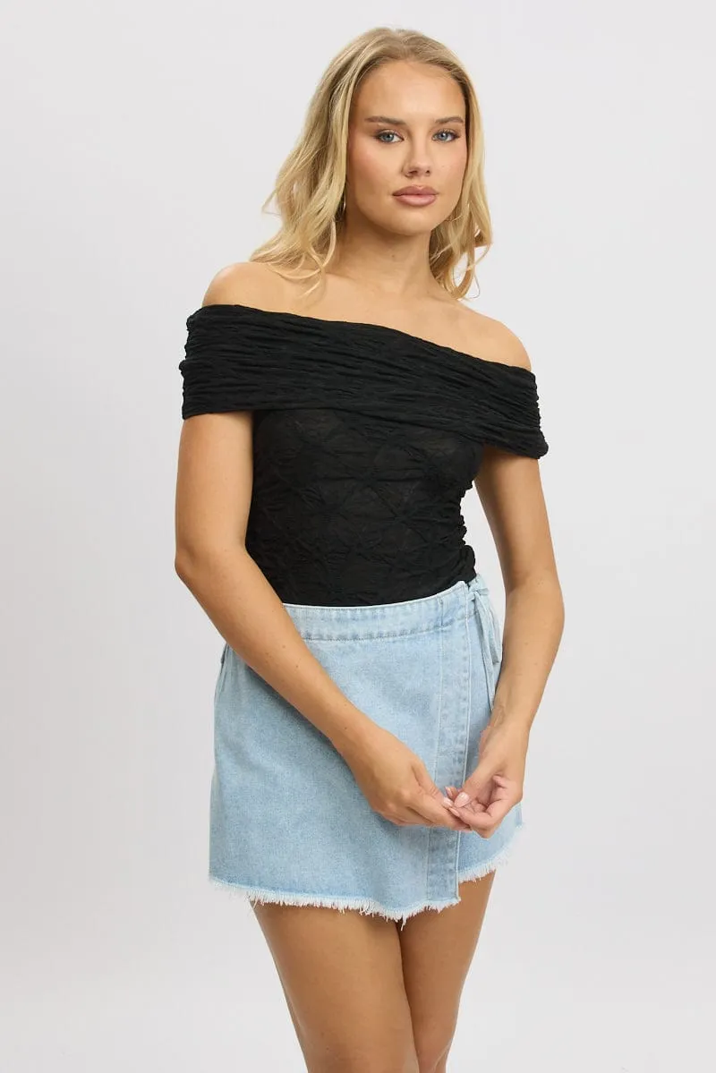 Black Textured Top Off Shoulder sold by Ally Fashion product image thumbnail 3
