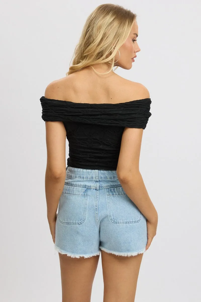 Black Textured Top Off Shoulder sold by Ally Fashion product image thumbnail 5