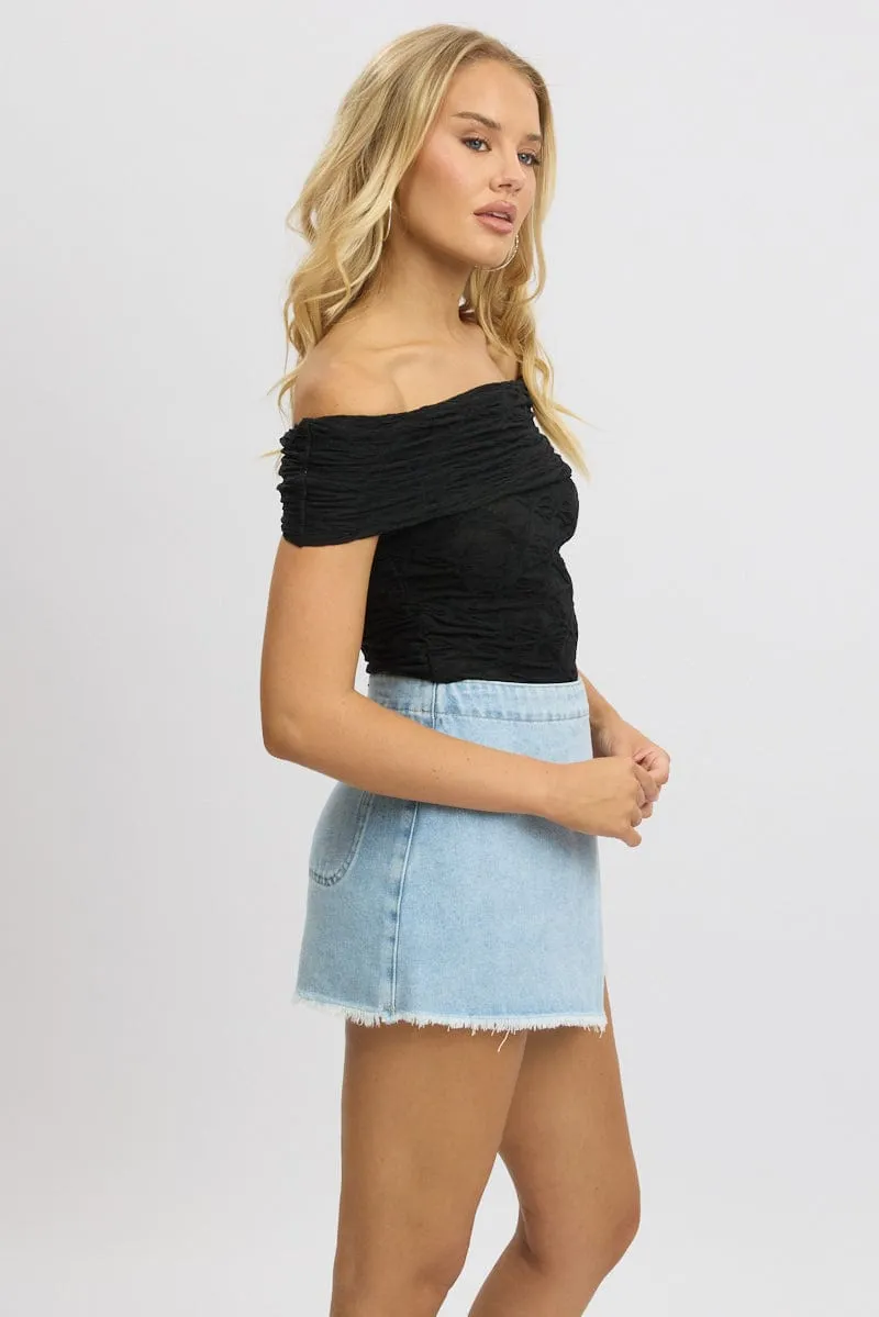 Black Textured Top Off Shoulder sold by Ally Fashion product image thumbnail 4