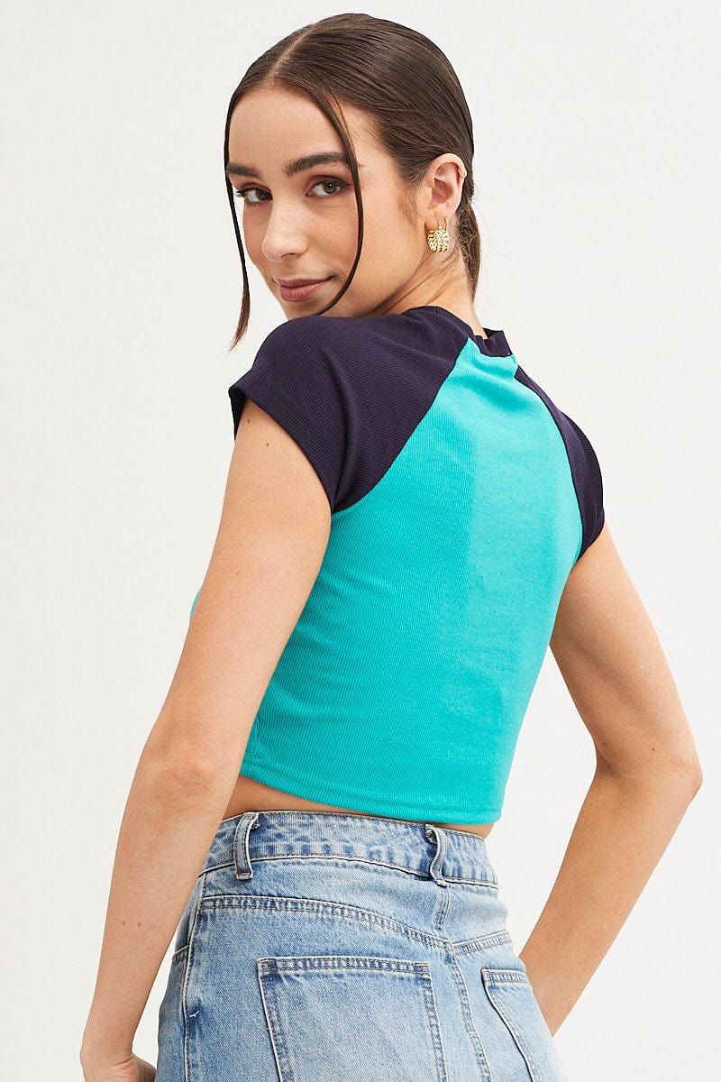 Green Crop T Shirt Short Sleeve Raglan Brooklyn sold by Ally Fashion product image thumbnail 5