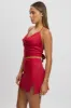 Red Cami Top Sleeveless Cowl Neck Satin Jacquard sold by Ally Fashion
