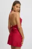 Red Cami Top Sleeveless Cowl Neck Satin Jacquard sold by Ally Fashion