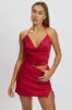 Red Cami Top Sleeveless Cowl Neck Satin Jacquard sold by Ally Fashion