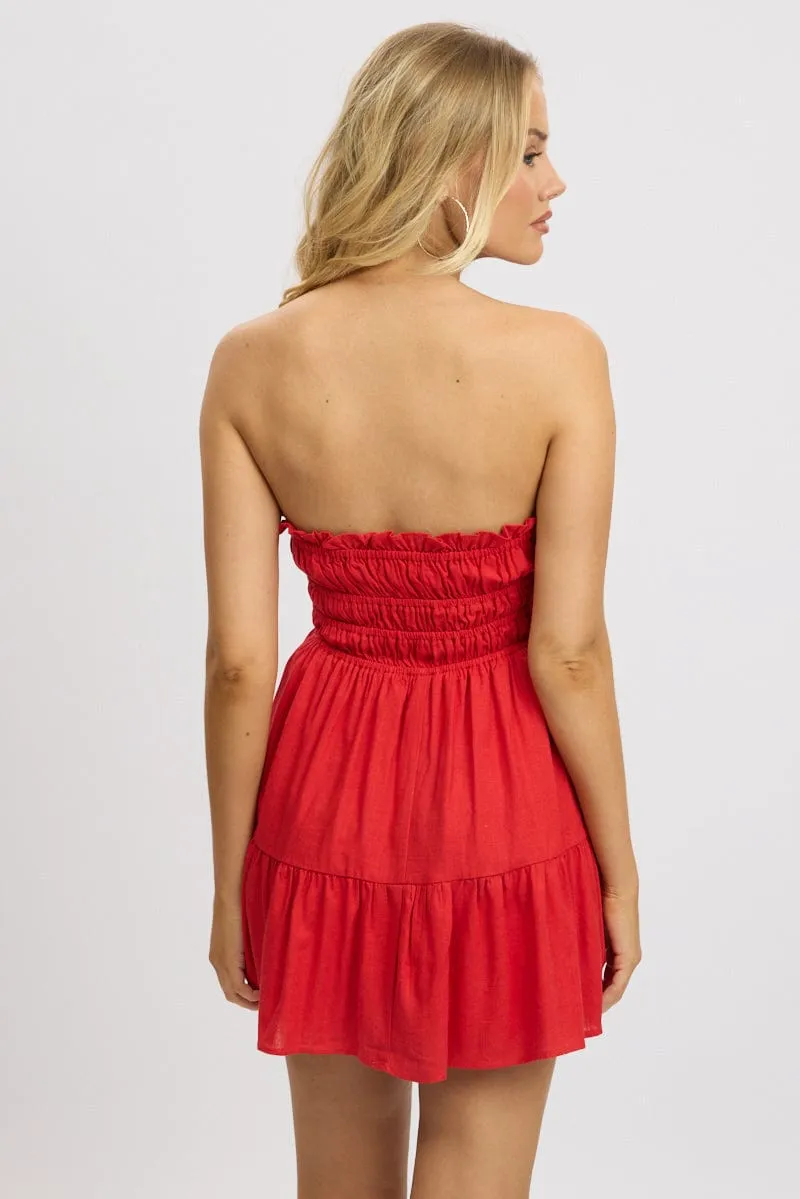 Red Strapless Dress Mini sold by Ally Fashion product image thumbnail 5