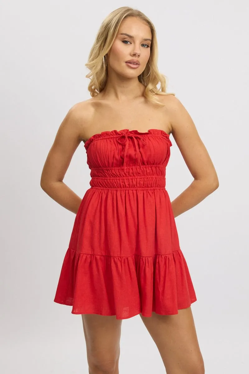 Red Strapless Dress Mini sold by Ally Fashion product image thumbnail 3
