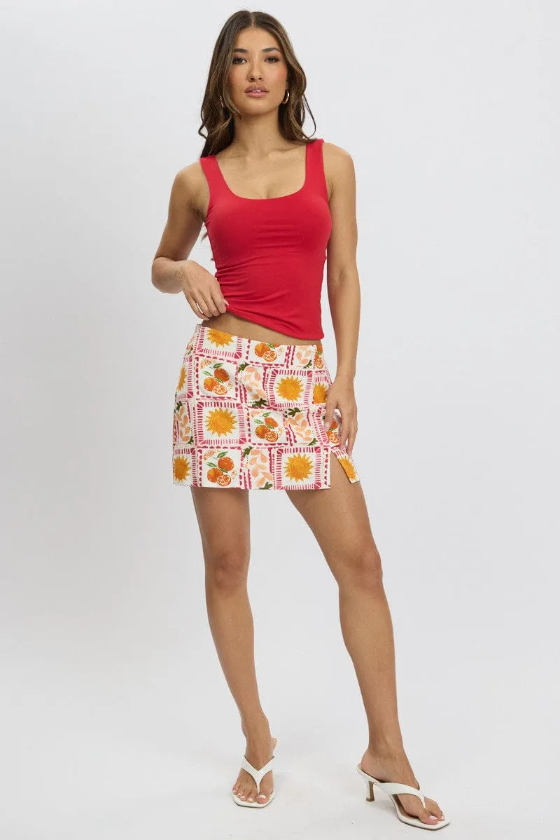 Multi Abstract Mini Skirt High Rise Split sold by Ally Fashion product image thumbnail 3