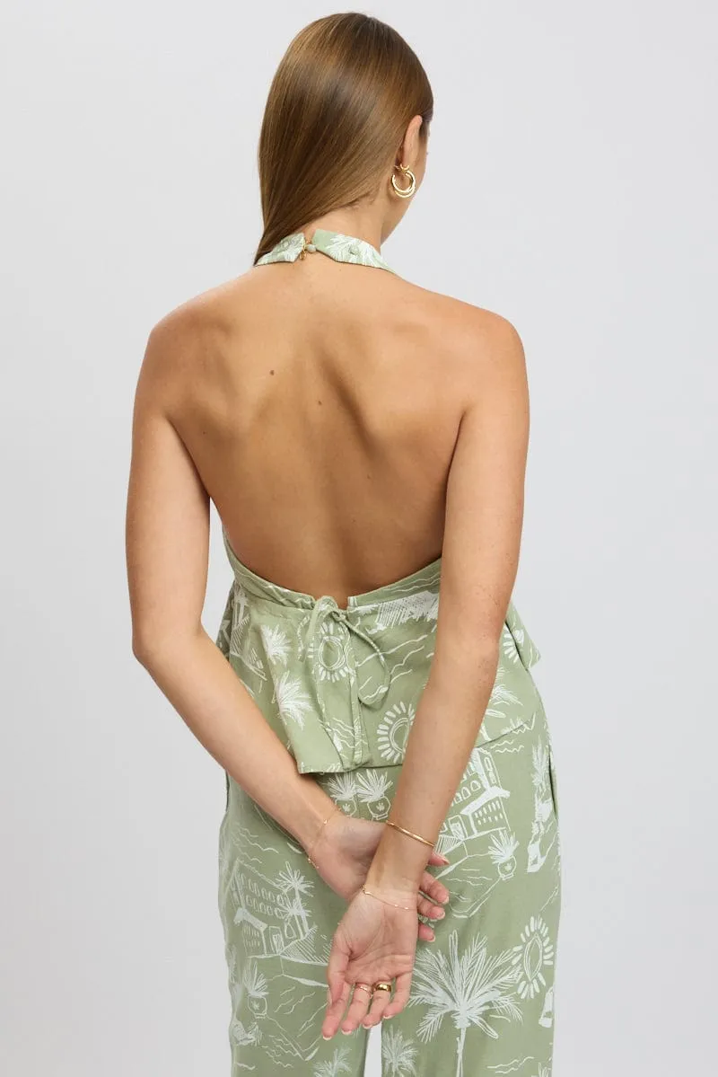 Green Abstract Halter Top Sleeveless sold by Ally Fashion product image thumbnail 5