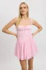 Pink Fit And Flare Dress Corset Detail Mini sold by Ally Fashion
