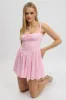 Pink Fit And Flare Dress Corset Detail Mini sold by Ally Fashion