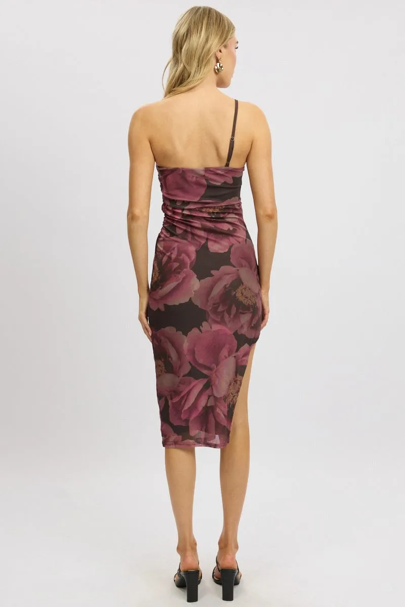 Pink Floral Bodycon Dress One Shoulder sold by Ally Fashion product image thumbnail 5