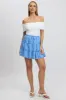 Blue Ditsy Skater Skirt High Rise Tiered Mini Lined sold by Ally Fashion