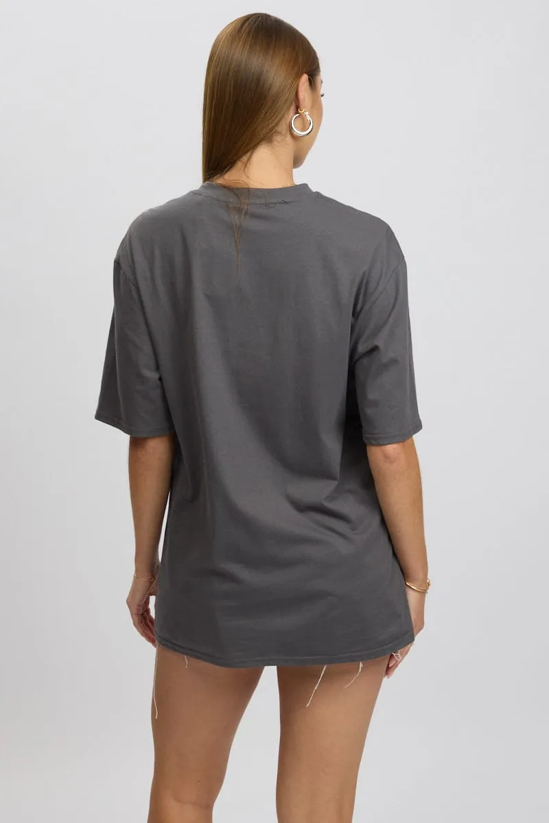 Grey Graphic Tee Short Sleeve sold by Ally Fashion product image thumbnail 5