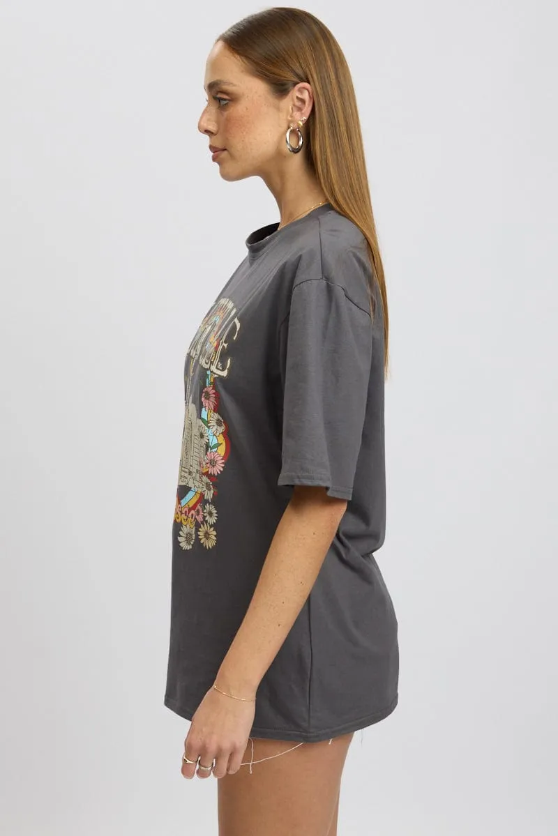 Grey Graphic Tee Short Sleeve sold by Ally Fashion product image thumbnail 4