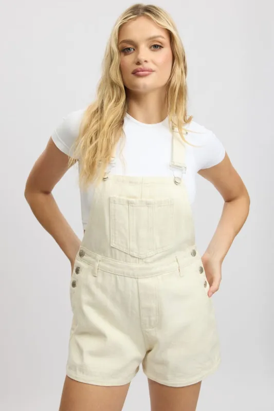 White Overall Shorts sold by Ally Fashion