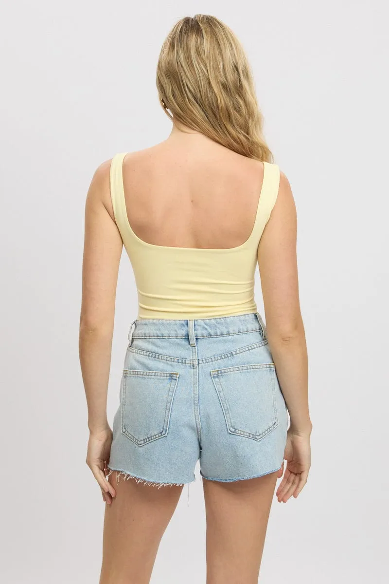 Yellow Square Neck Bodysuit Supersoft sold by Ally Fashion product image thumbnail 4