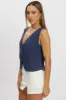Blue Tie Up Top Linen sold by Ally Fashion