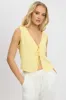 Yellow Tie Up Top Linen sold by Ally Fashion