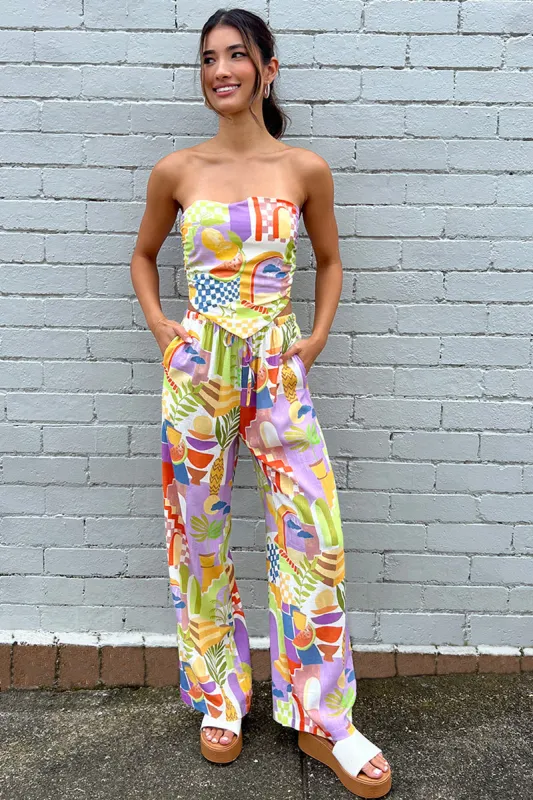 Multi Abstract Wide Leg Pants High Rise sold by Ally Fashion