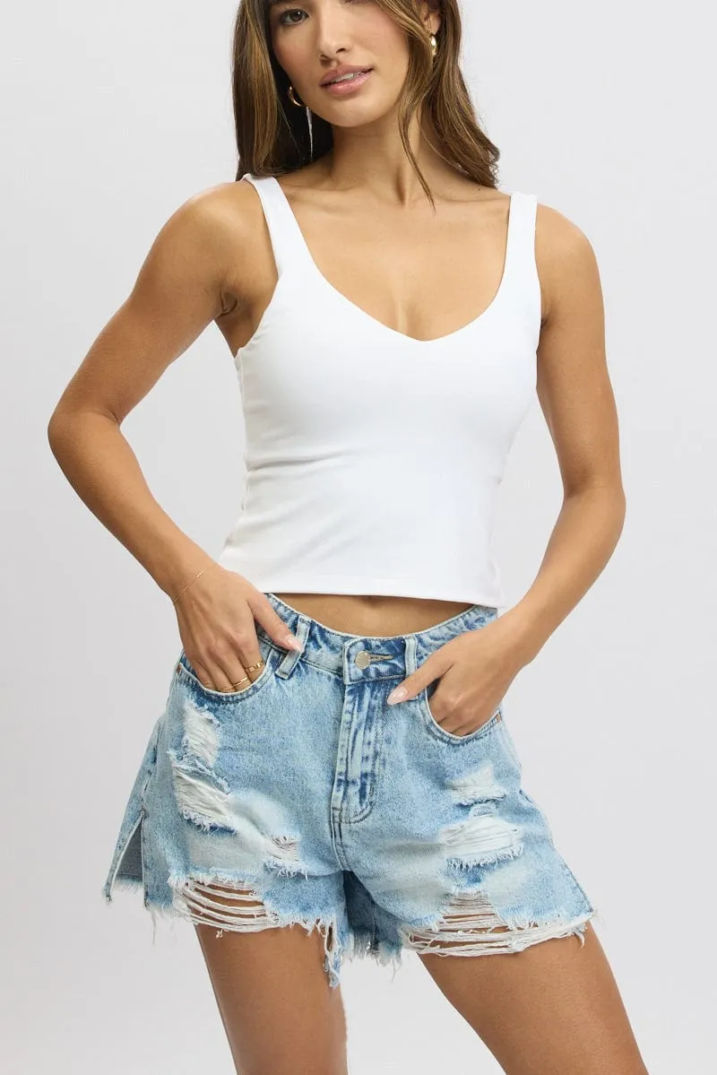 Denim Relaxed Shorts High Rise sold by Ally Fashion