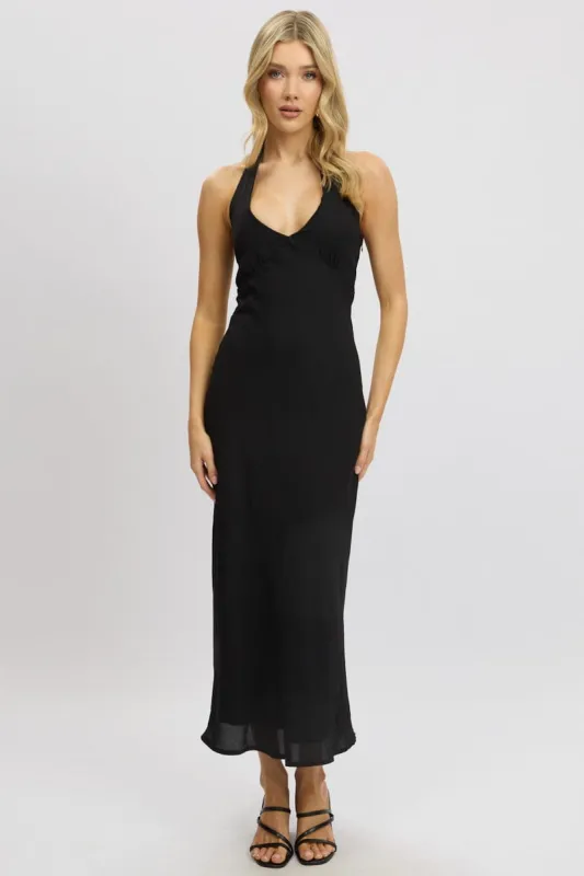 Black Halter Neck Dress Midi sold by Ally Fashion