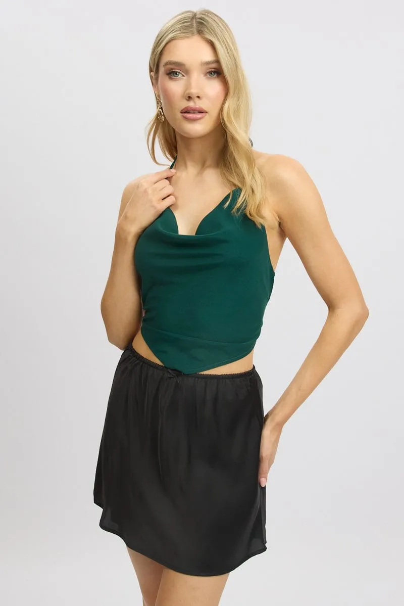 Green Cowl Neck Top Backless sold by Ally Fashion