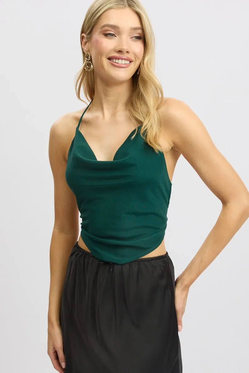 Green Cowl Neck Top Backless sold by Ally Fashion product image thumbnail 2