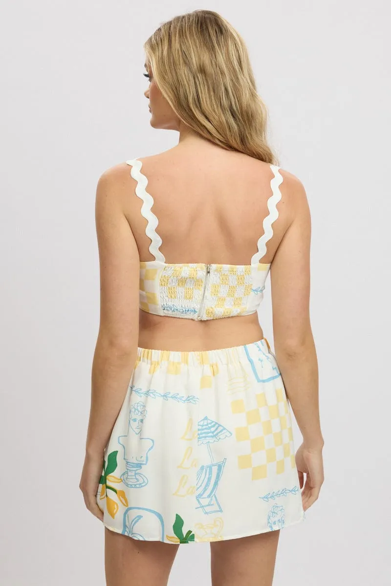 Yellow Abstract Crop Top Sleeveless Ric Rac sold by Ally Fashion product image thumbnail 5