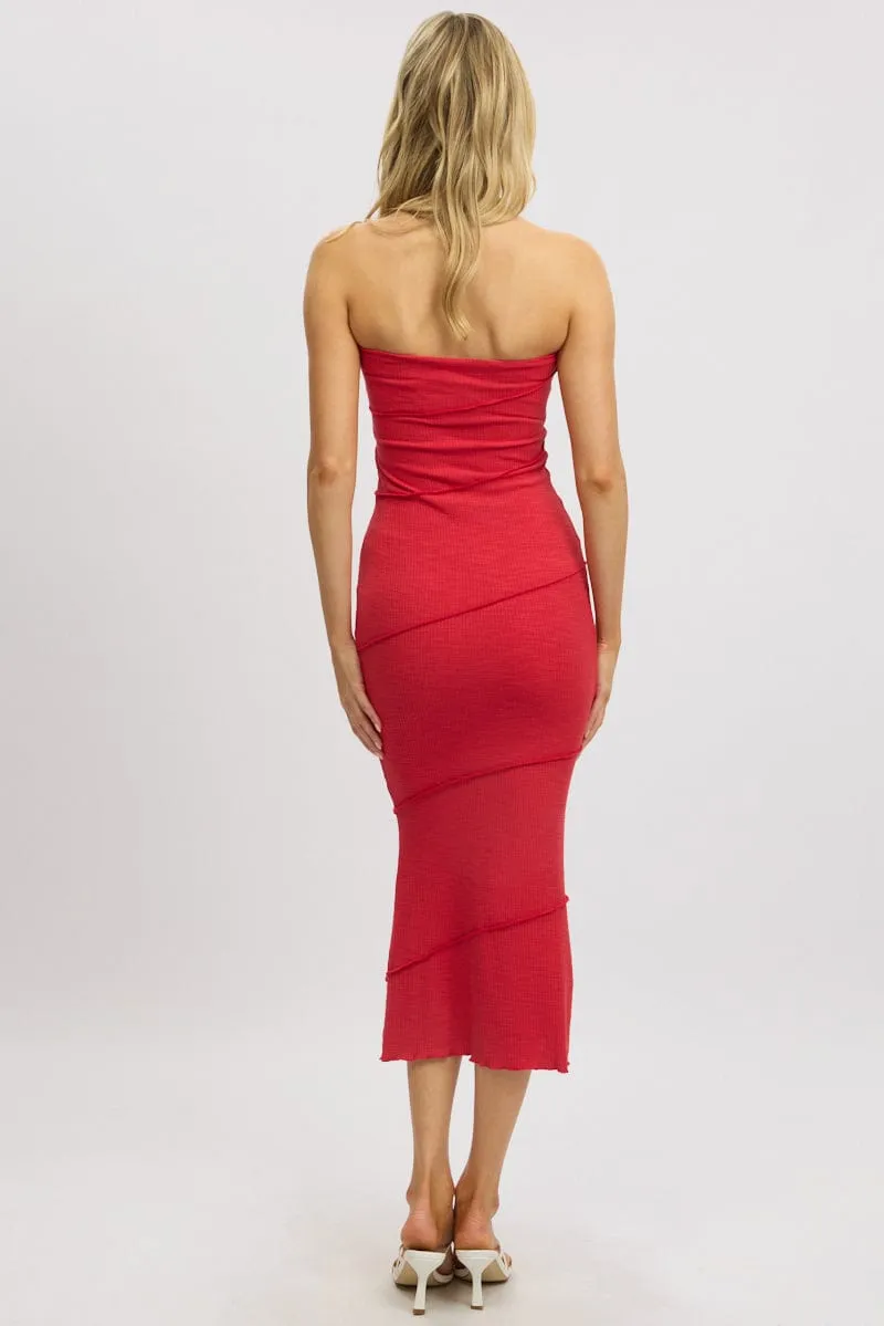 Red Bodycon Dress Midi Strapless sold by Ally Fashion product image thumbnail 5