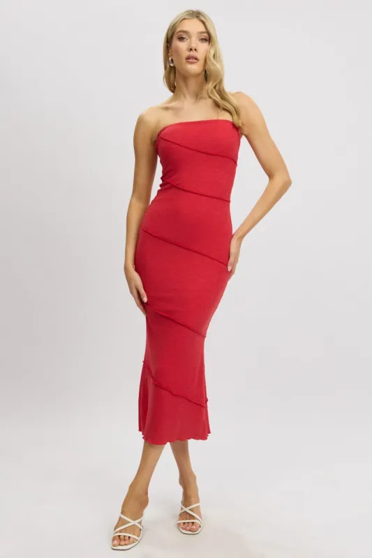 Red Bodycon Dress Midi Strapless sold by Ally Fashion