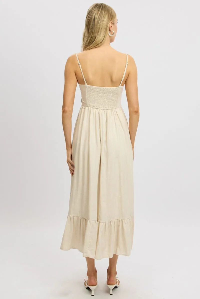 Beige Midi Dress Tiered Strappy sold by Ally Fashion product image thumbnail 5