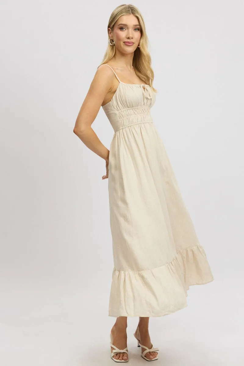 Beige Midi Dress Tiered Strappy sold by Ally Fashion product image thumbnail 2