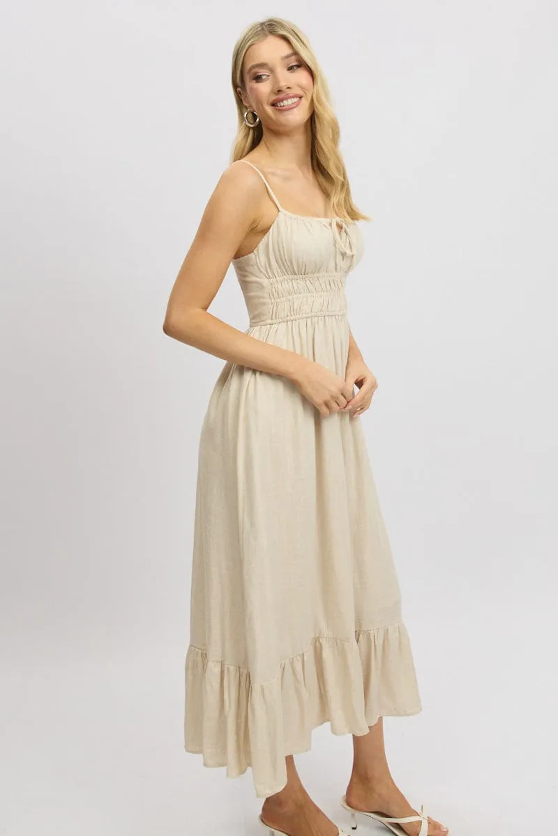 Beige Midi Dress Tiered Strappy sold by Ally Fashion product image thumbnail 3