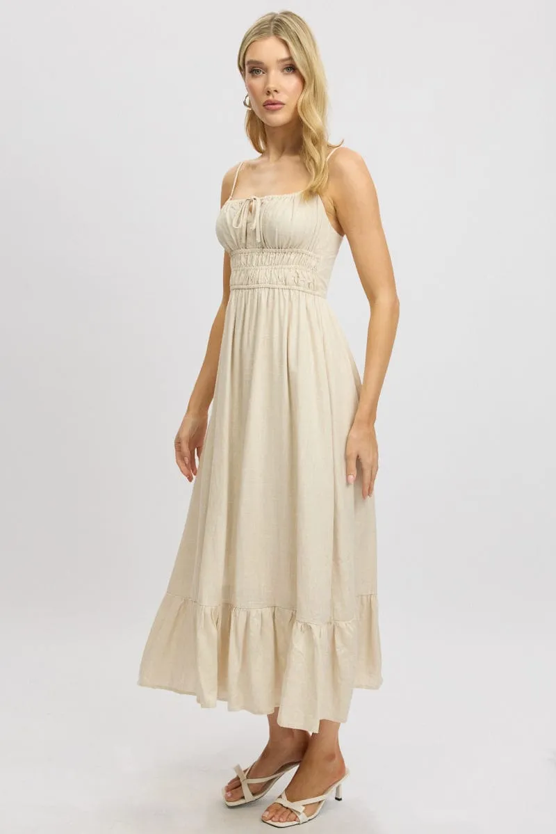 Beige Midi Dress Tiered Strappy sold by Ally Fashion product image thumbnail 4